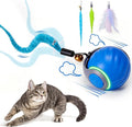 Interactive Cat Toy Ball - Automatic Interactive Cat Toys for Indoor Cats with 3 Tails, 2 Speeds Rechargeable Cat Enrichment Toys for Small/Medium/Large Cats to Keep Them Busy(Blue)
